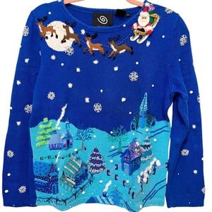 Michael Simon Vintage Christmas Village Sweater Size Medium
